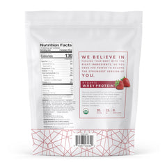 Dr. Mercola Pure Power Organic Whey powder tub highlights grass-fed whey and clean ingredients.