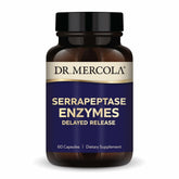 Dr Mercola Serrapeptase capsules bottle label highlights clean non GMO formula