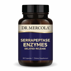 Dr Mercola Serrapeptase capsules bottle label highlights clean non GMO formula