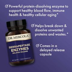 Dr Mercola Serrapeptase bottle showcases non GMO formulation for clean supplement options