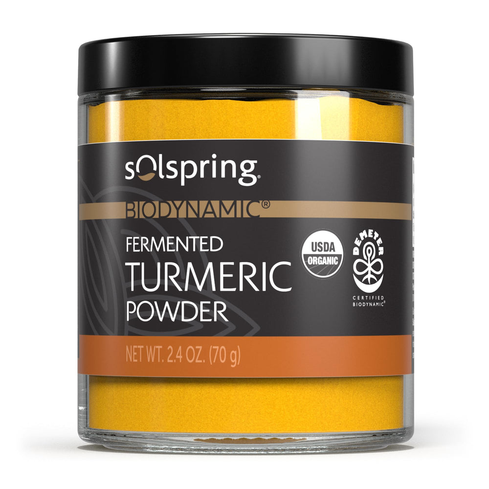 Dr. Mercola Solspring turmeric powder jar ready for everyday cooking and flavor enhancement.