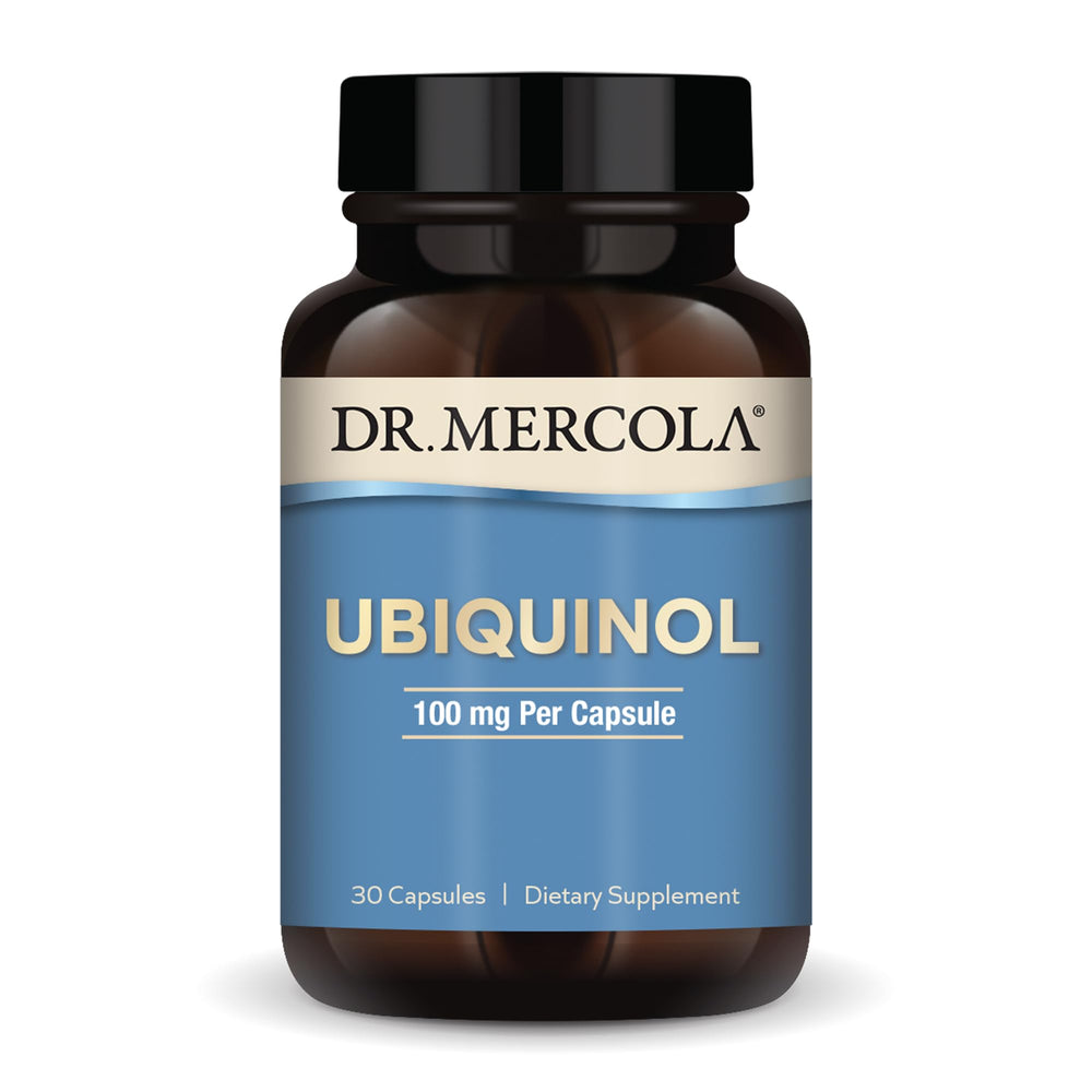 Dr. Mercola Ubiquinol: bote de 30 cápsulas para energía diaria.