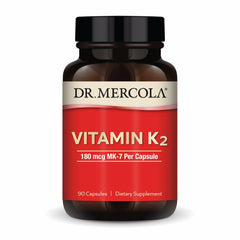 Dr. Mercola Vitamin K2-180mcg MK-7 bottle for high-absorption calcium support.