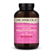Dr. Mercola Whole-Food Complex for Women bottle with daily tablets for energy support.