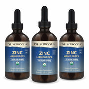 Dr. Mercola Zinc Liquid Drops bottle highlighting organic zinc for daily immune support.