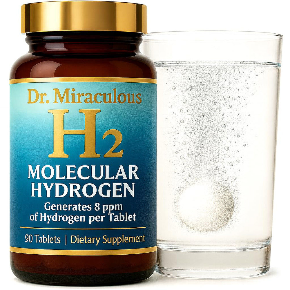 Dr. Miraculous hydrogen water tablets bottle packaging for convenient daily hydration.