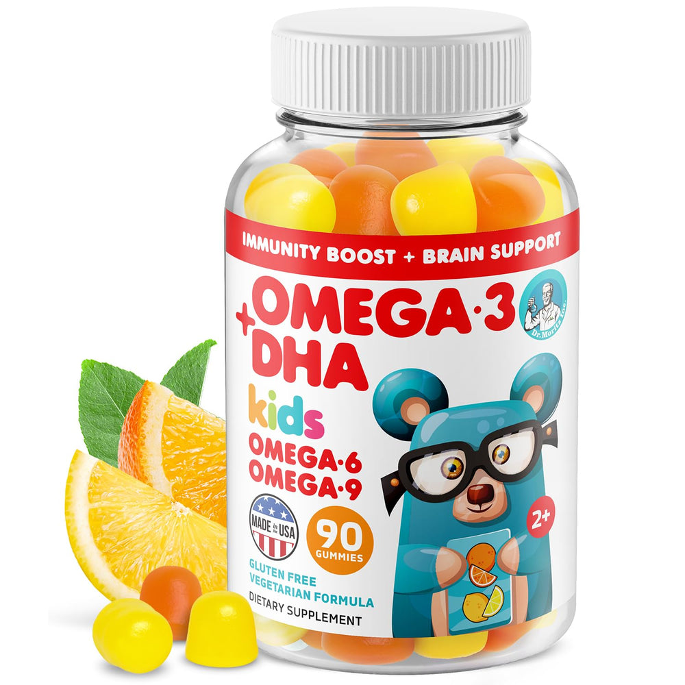DR. MORITZ vegan omega-3 gummies for kids in a bottle support daily nutrition