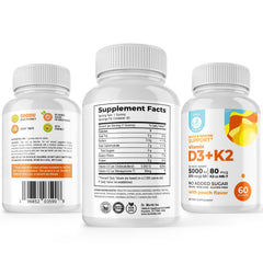 DR. MORITZ Vitamin D3 K2 gummies closeup highlighting peach flavor and chewy texture