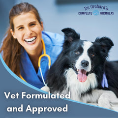 Dr. Orchard's Calcium Pro label closeup, clear guidance for veterinarians and pet owners