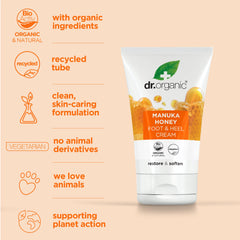 Applying foot cream to a heel to soften rough skin with Manuka honey