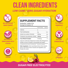 Cherry Lemonade electrolyte packet mixed in a glass by Dr. Price's brand