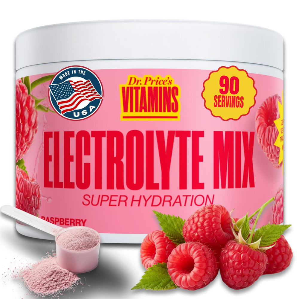 Dr. Price's Electrolytes Raspberry bulk bottle for daily hydration