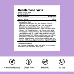Dr. Schulze's Herbal Shot herbal blend showing potent immune herbs.