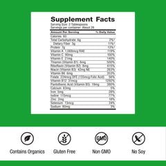 Dr. Schulze's SuperFood Plus tub close-up highlighting plant-based nutrition