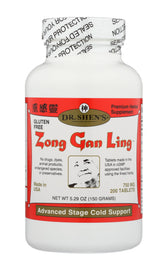 DR. SHEN'S Zong Gan Ling 200 tablets bottle on counter for cold-season use.