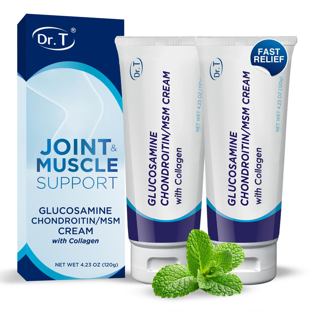 Dr. T Glucosamine Chondroitin cream tub targets joints for smooth movement