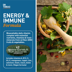 Dr. Tobias 42 fruits and vegetables tablet highlight natural nutrition in a convenient daily dose.