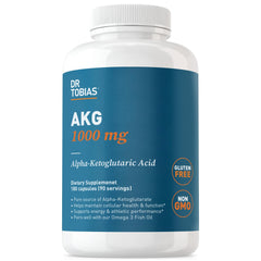 Dr. Tobias AKG 1000mg bottle with capsules for daily energy support