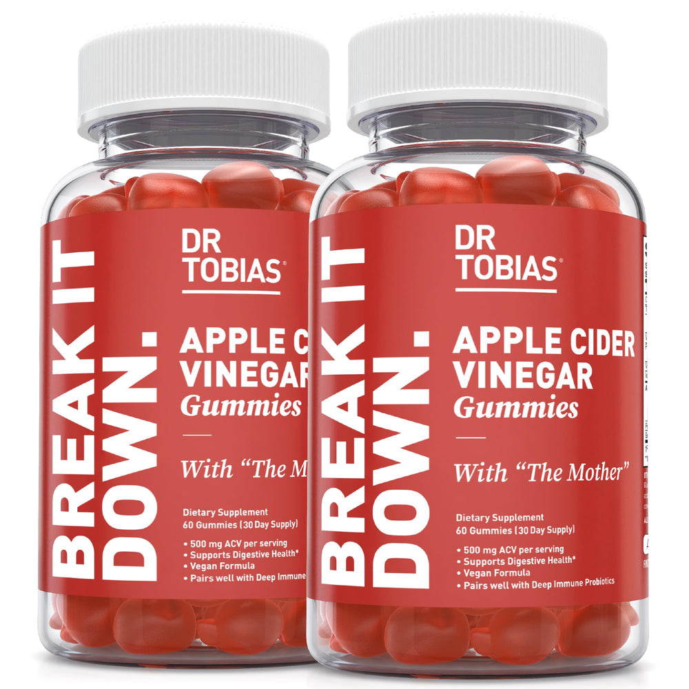 Dr. Tobias Apple Cider Vinegar Gummies bottle shows vegan daily wellness support.