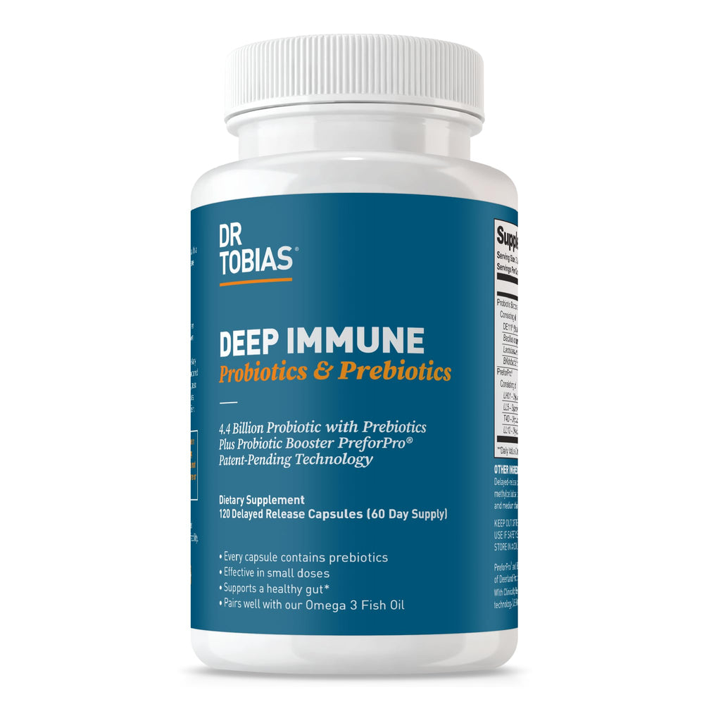 Dr. Tobias Deep Immune bottle front for daily digestive support.