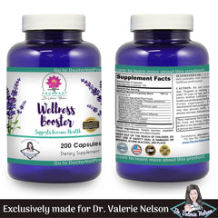 Wellness Booster ingredients list closeup highlighting echinacea and elderberry.