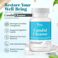 DR VITAMIN SOLUTIONS Candid Cleanse packaging box display of detox formulation.