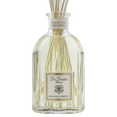 Dr. Vranjes Magnolia Orchidea diffuser bottle with reeds for refined living room ambience.