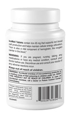 DR WELLME NUTRITION Irowell bottle label with 65 mg dosage detail.