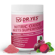 DR YES Organic Beet Root Nitric Oxide Powder bottle for smoothies and energy support