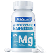 Drallot Quadruple Magnesium bottle displaying 60 vegan capsules for daily support.