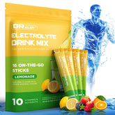 Dralot Juicy Splash lemon packet dissolving quickly for on-the-go hydration.