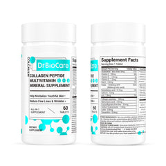 DrBioCare bottle label detailing Vitamin D3 and B Complex for daily vitality.