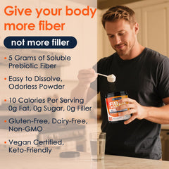 DRFOSTER prebiotic fiber powder dissolves clearly in liquids without grit.