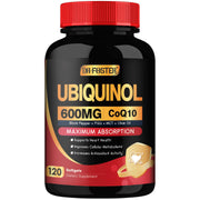 DRFOSTER CoQ10 600 mg bottle front view highlighting ubiquinol formula for energy support