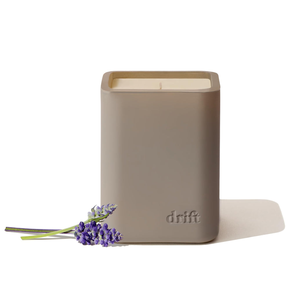 Drift Wild Lavender candle label and packaging highlighting premium scent