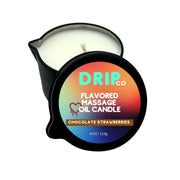 Drip Co Massage Candle Chocolate Strawberry being poured for a calming massage