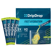 DripDrop Lemon Lime packet front for easy on-the-go hydration.