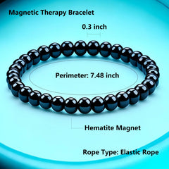 Drkao black polished hematite bracelet close-up showing glossy surface and luster.