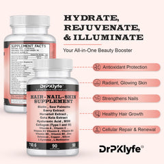 DrPKLyfe capsules closeup of collagen and hyaluronic acid for skin hydration.