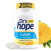 Dr’s Hope Lutein 20 mg bottle supports daily eye health with a plant-based formula.