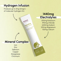 Dr.Water HydroFixx sachet pouring into a glass for easy mixing