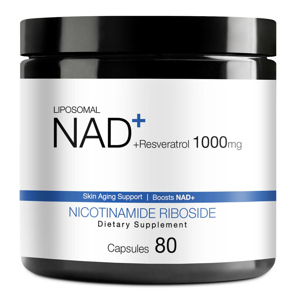 DUCRKACS NAD bottle shows NR and Resveratrol formula for daily energy and focus.