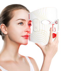 Duiup red-light face mask worn for at-home skincare.