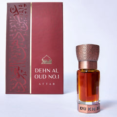 Dukhni Dehn Al Oud Attar bottle shows premium oud for elegant wear