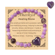 Dulovkpt amethyst heart bracelet with 6mm beads for gentle calm