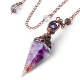 DUQGUHO amethyst crystal pendulum with hexagonal point for divination and focus.