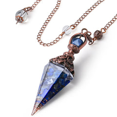 DUQGUHO crystal pendulum with lapis lazuli for clear divination insights.