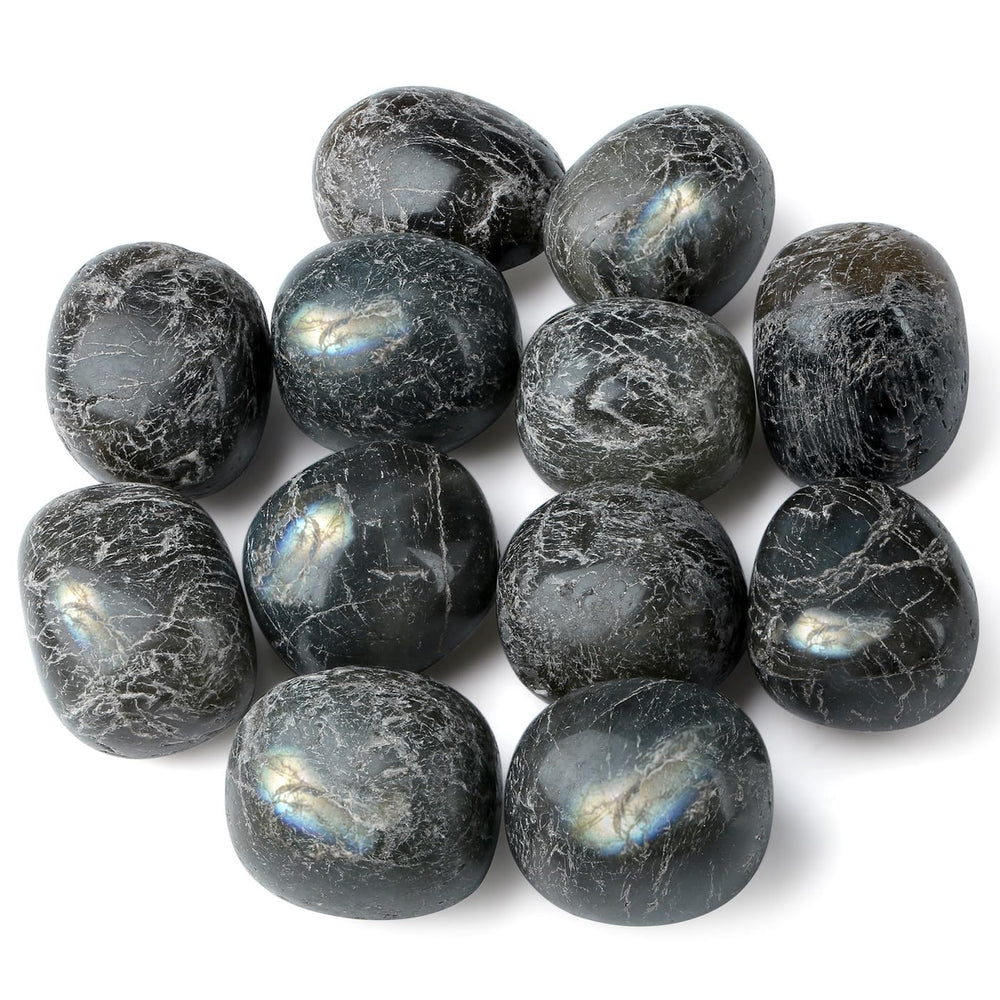 DUQGUHO Labradorite stones polished group catching sunlight for vibrant decor.