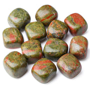 DUQGUHO Unakite stones for decorative display catching sunlight.