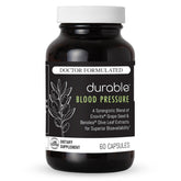 Durable Blood Pressure bottle front highlighting a doctor-formulated circulatory supplement.